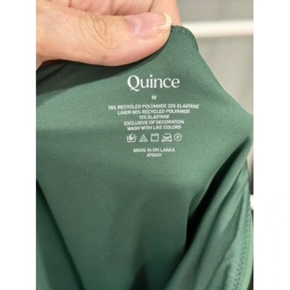 Quince Green One Shoulder Recycled 1-Piece Swimsuit Womens M NWT Quiet Luxury